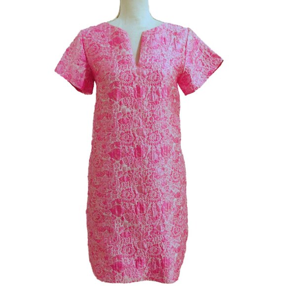 Abbey Glass Lulu Dress Pink Bubble Jacquard - Picture 4 of 8